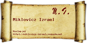 Miklovicz Izrael névjegykártya